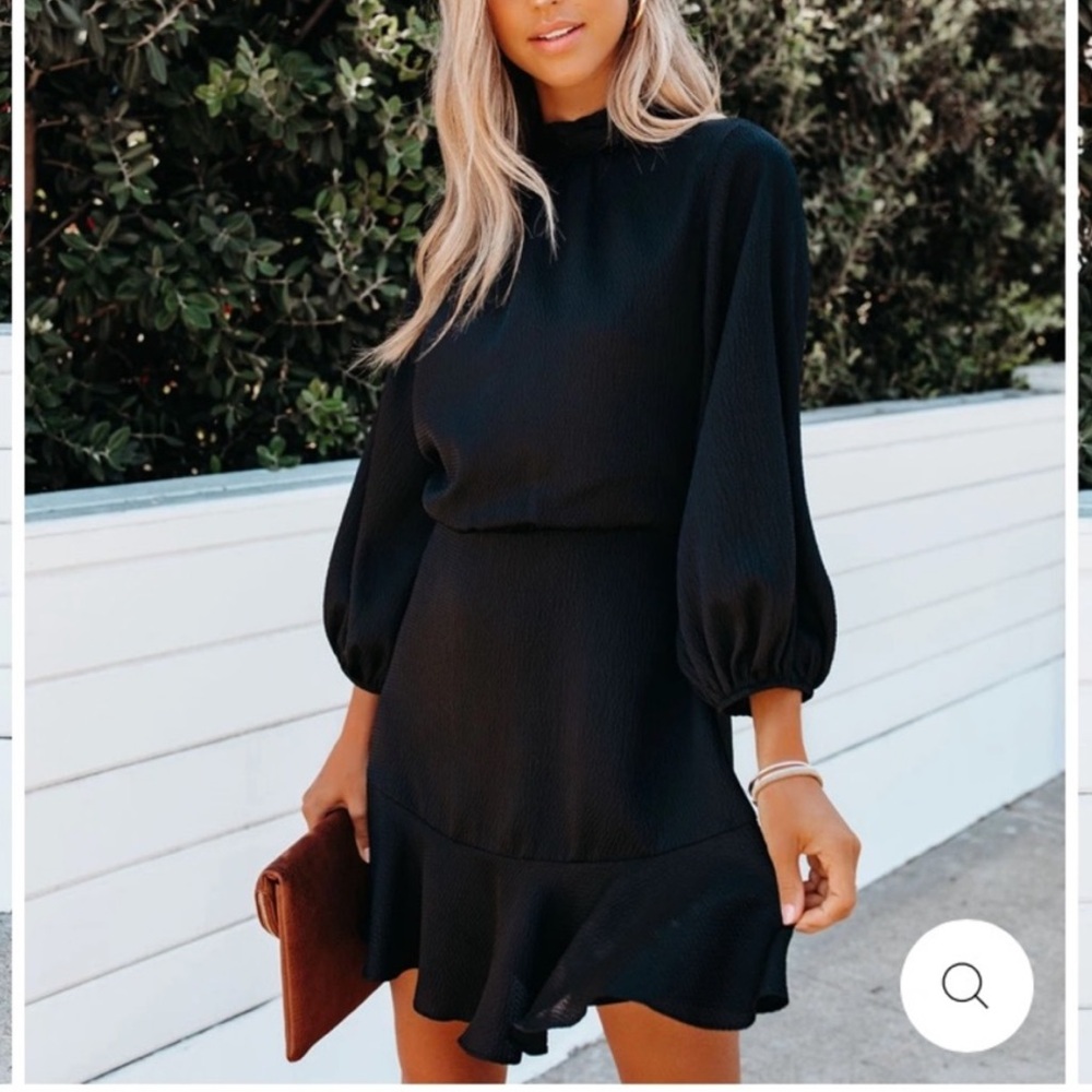 Vici Call Me Angel Textured Black Long Sleeve Dress / Size Medium